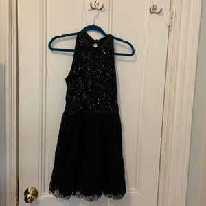 NWOT Topshop Sequined Lace Black Halter Dress